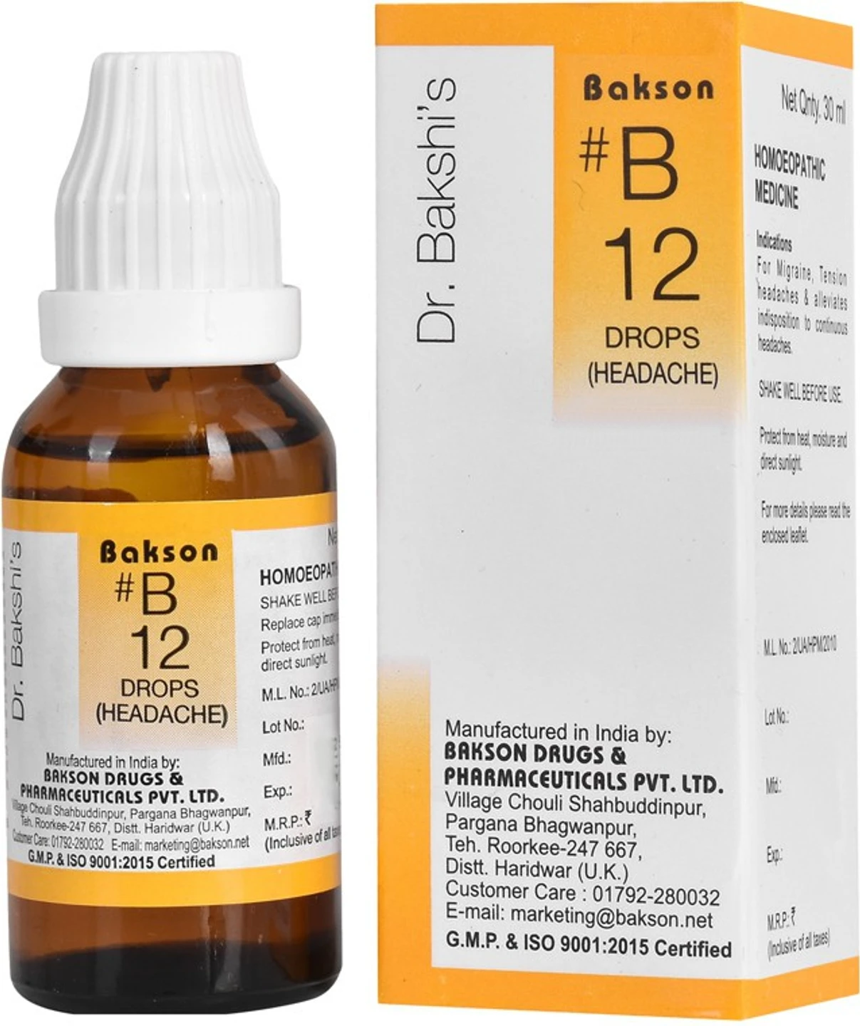 B12 DROPS (HEADACHE) 30ml